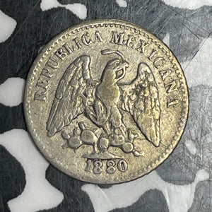 1880-Ho A Mexico 5 Centavos Lot#T6184 Silver! Scarce!