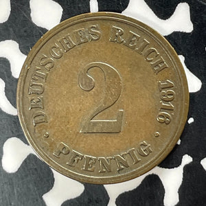 1916-D Germany 2 Pfennig Lot#T4222 Better Date
