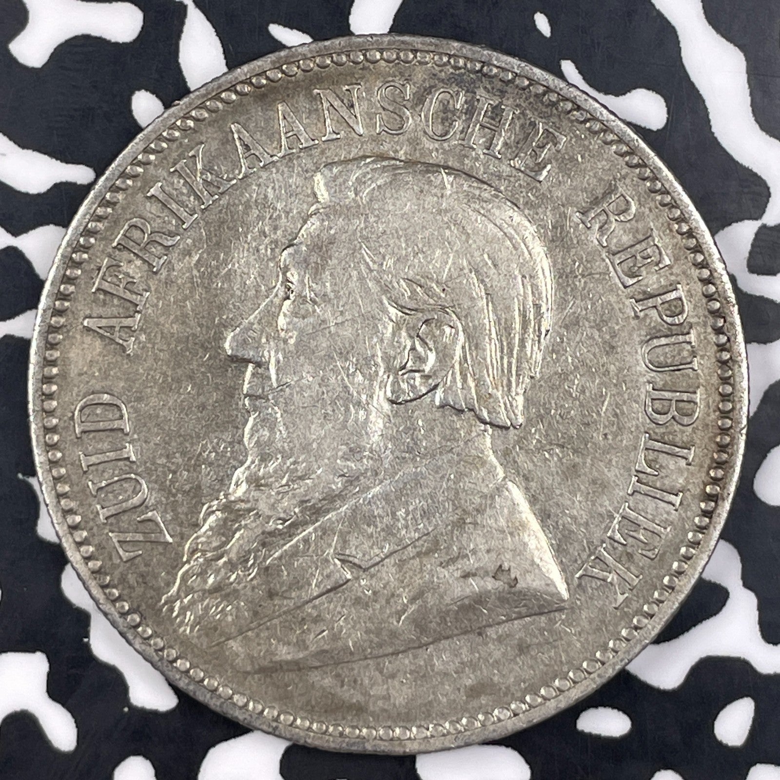 1892 South Africa 5 Shillings Lot#JM0880 Large Silver! KM#8.2 Double Shaft