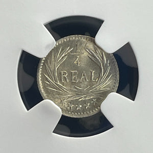 1896 Guatemala 1/4 Real NGC MS66 Lot#G824 Silver! Gem BU! Wreath Reverse