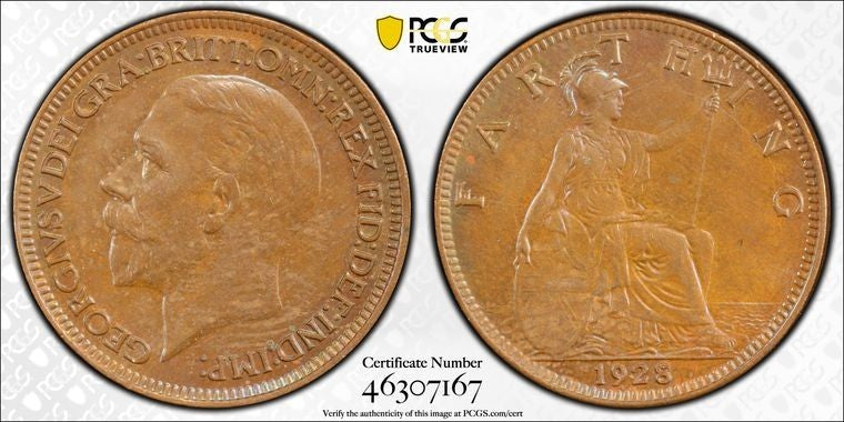 1928 Great Britain Farthing PCGS MS64BN Lot#G2177 Choice UNC! S-4061