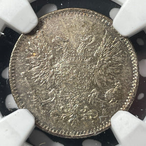 1917-S Finland Civil War Issue 50 Pennia NGC MS65 Lot#G8886 Silver! Gem BU!