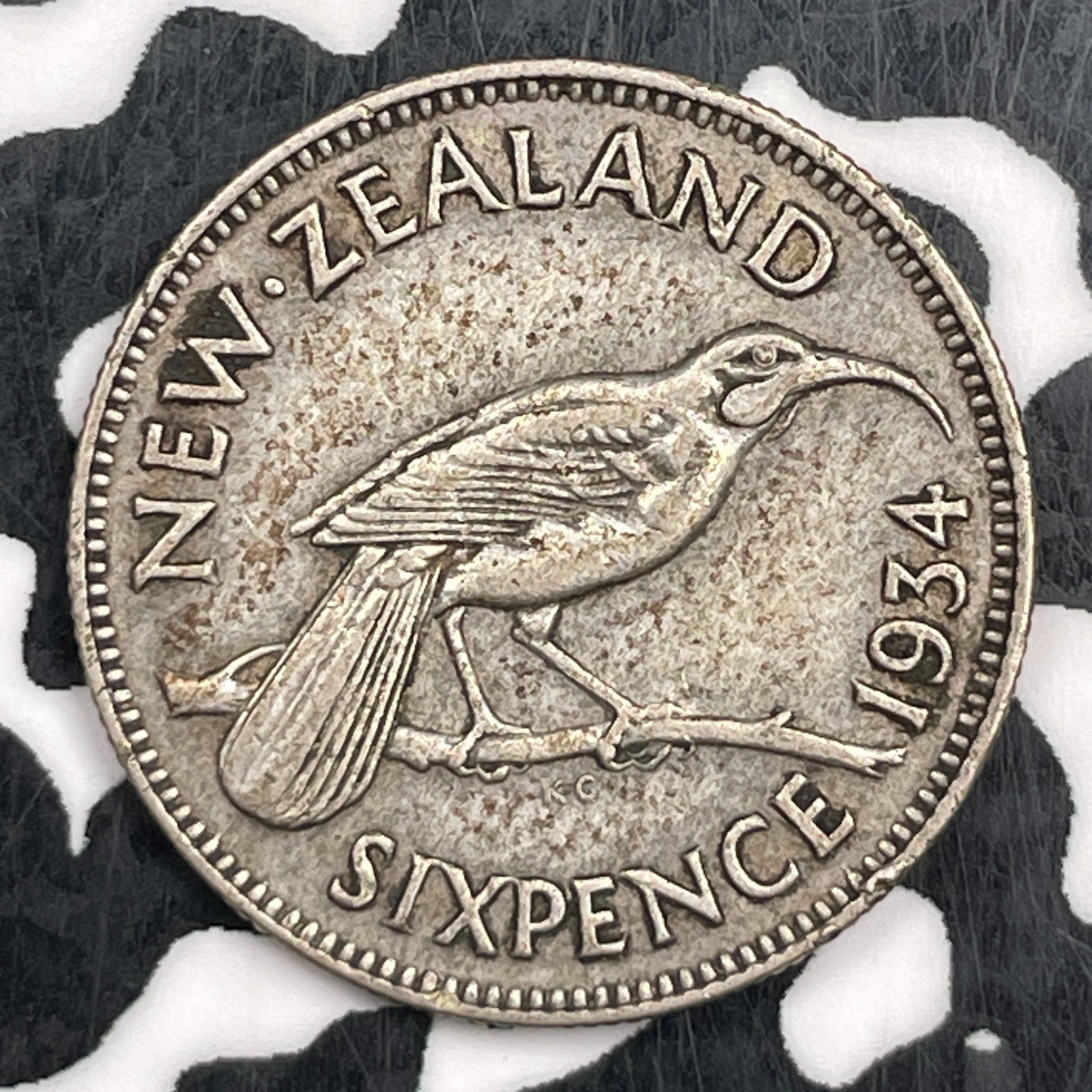 1934 New Zealand 6 Pence Sixpence Lot#F5433 Silver!