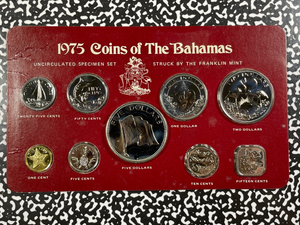 1975 Bahamas 9x Coin Uncirculated Mint Set Lot#B1825 With Original Case