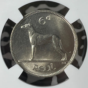 1952 Ireland 6 Pence Sixpence NGC MS65+ Lot#G172 Gem BU!