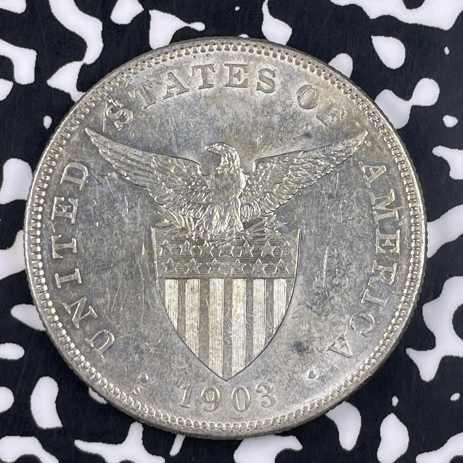 1903-S U.S. Philippines 1 Peso Lot#JM1318 Large Silver! Nice!