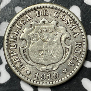 1910 Costa Rica 10 Centimos Lot#D7874 Silver!