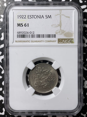 1922 Estonia 5 Marka NGC MS61 Lot#G7609 Nice UNC!