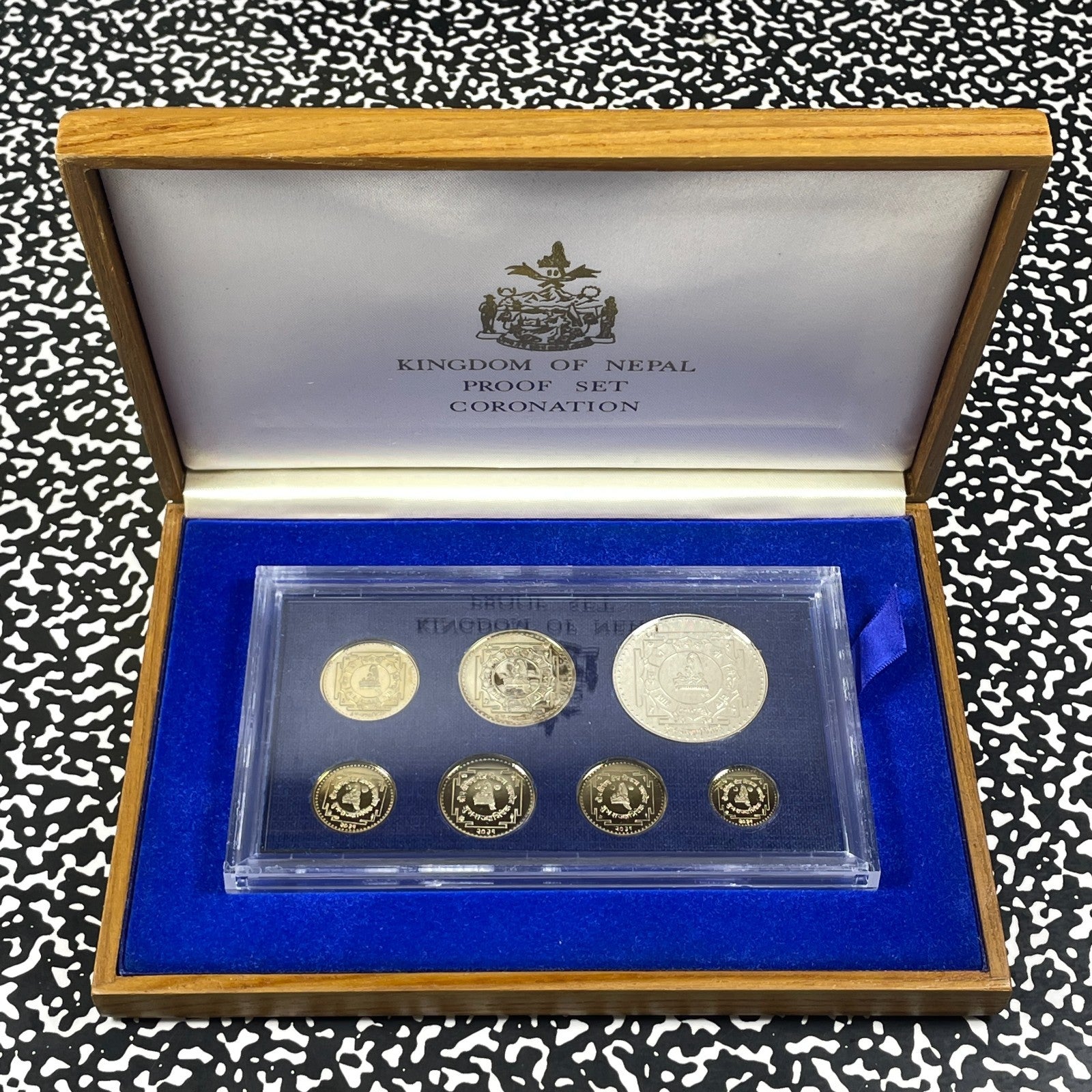 1974 Nepal 7x Coin Proof Set Lot#B3171 Including Silver! With Case & C.O.A.