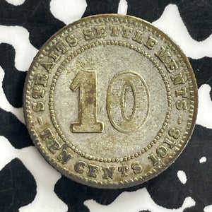 1918 Straits Settlements 10 Cents Lot#C1294 Silver!
