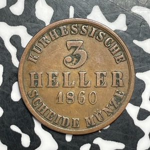 1860 Germany Hesse-Cassel 3 Heller Lot#T6448
