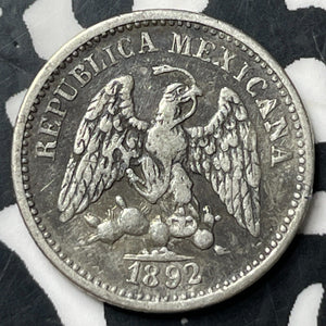 1892-Mo M Mexico 5 Centavos Lot#E8086 Silver!