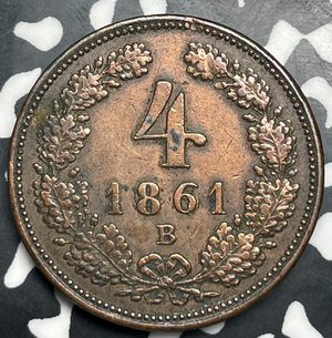 1861-B Austria 4 Kreuzer Lot#T9760 Old Cleaning