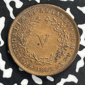 1867 Portugal 5 Reis Lot#C0198 Nice Detail, Cleaned