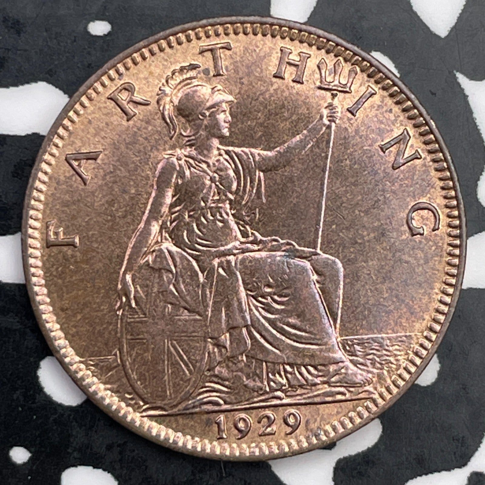 1929 Great Britain 1 Farthing Lot#F3398 High Grade! Beautiful!