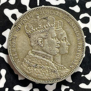 1861 Germany Prussia 1 Thaler Lot#JM9866 Large Silver! Nice!