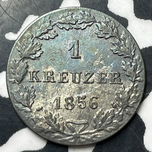 1856 Germany Frankfurt 1 Kreuzer Lot#E6844 Silver! High Grade! Beautiful!