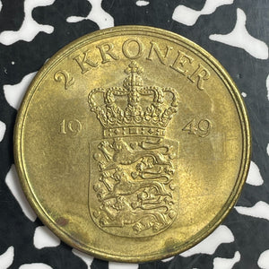 1949 Denmark 2 Kroner Lot#T3693 High Grade! Beautiful!