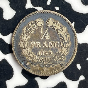 1843-B France 1/4 Franc Lot#T7158 Silver! Nice!