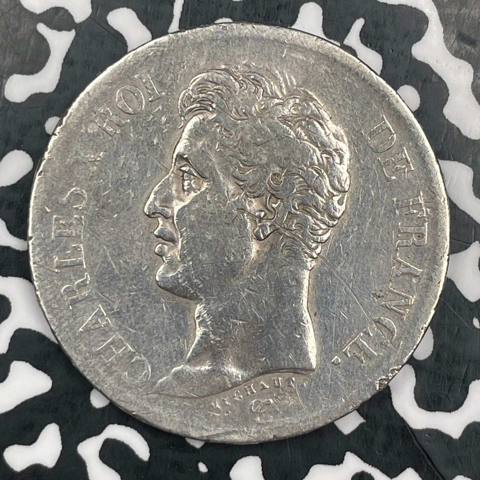 1826-W France 5 Francs Lot#JM2094 Large Silver! Cleaned