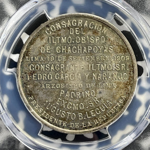 1909 Peru Bishop Pedro Naranjo Consecration Medal PCGS MS62 Lot#G1018 Silver!