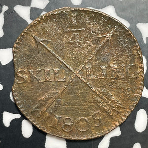 1805 Sweden 1/4 Skilling Lot#E7294 Corrosion