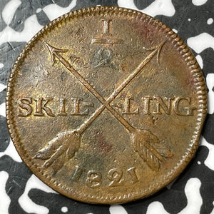 1821 Sweden 1/2 Skilling Half Skilling Lot#D7722
