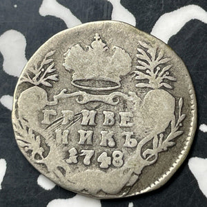 1748 Russia 10 Kopeks Lot#E9538 Silver!