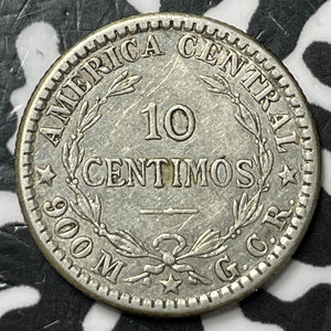 1910 Costa Rica 10 Centimos Lot#D7874 Silver!