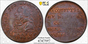 1794 Great Britain Middlesex Half Penny Conder Token PCGS MS63BN Lot#G8625