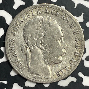 1882 Hungary 1 Forint Lot#T0255 Silver! Better Date