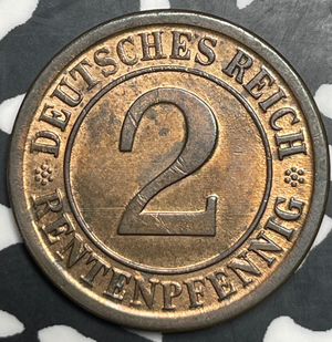 1924-A Germany 2 Pfennig Lot#T9064 High Grade! Beautiful!