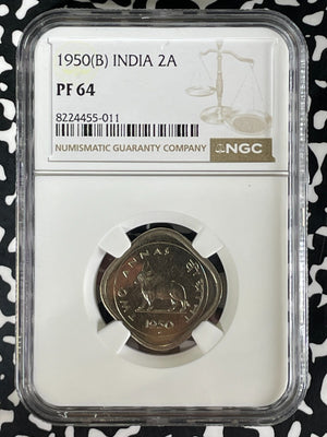 1950-(B) India 2 Annas NGC PR64 Lot#G174 Proof! Choice UNC!