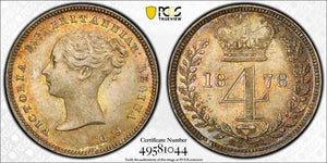 1878 G.B Maundy 4 Pence Fourpence PCGS PL65 Lot#G8086 Silver! Gem BU! S-3917