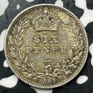 1887 Great Britain 6 Pence Sixpence Lot#E7243 Silver! High Grade! Beautiful!