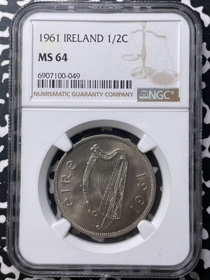 1961 Ireland 1/2 Half Crown NGC MS64 Lot#G8919 Choice UNC!