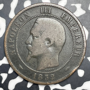 1852-A France 10 Centimes Lot#C0891 Better Date, Obverse Scratch