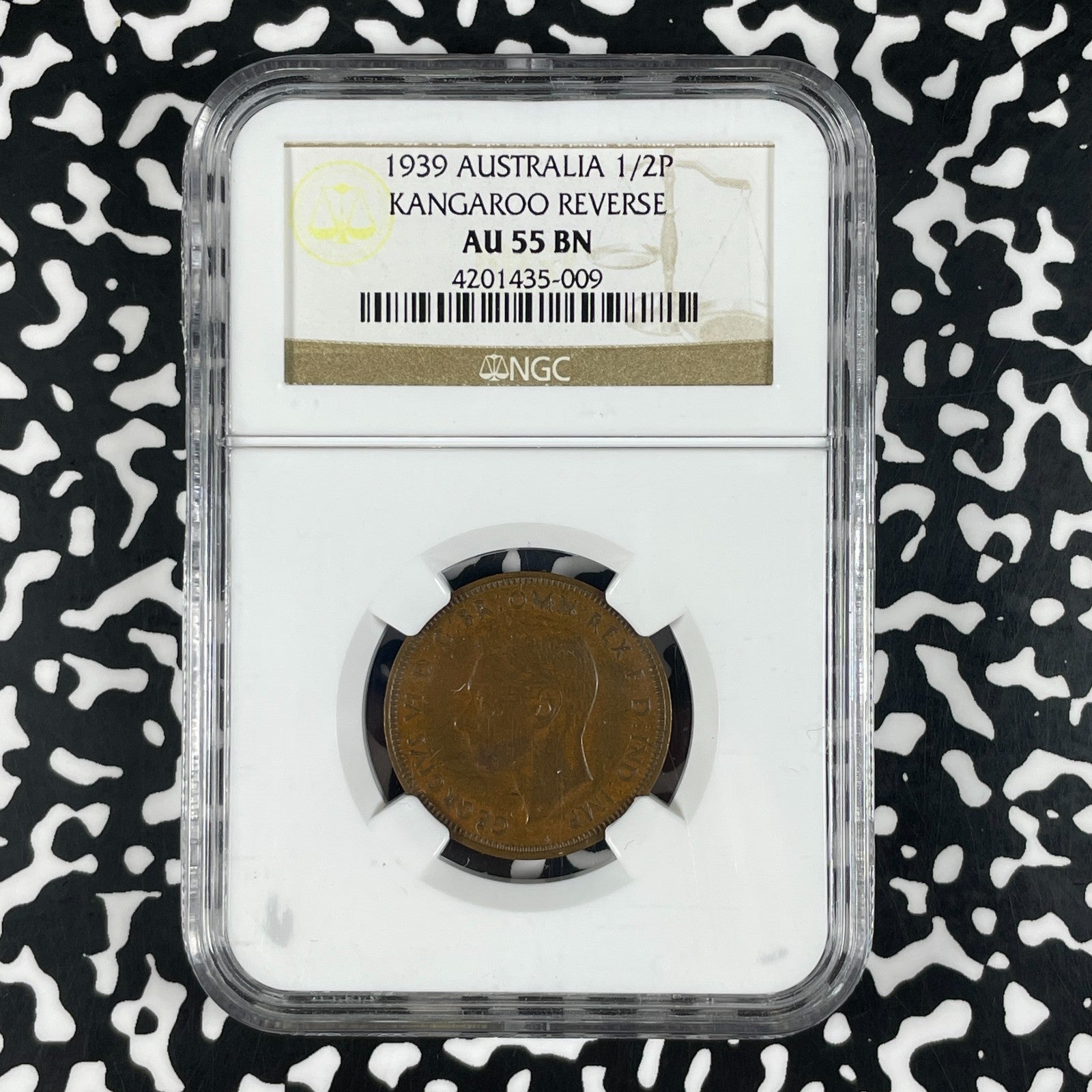 1939 Australia 1/2 Penny NGC AU55BN Lot#G2052 KM#41 Kangaroo Reverse
