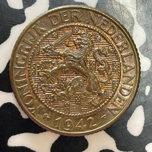 1942 Netherlands 1 Cent Lot#T2505 High Grade! Beautiful!