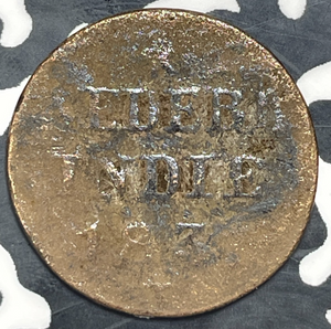 1837 Netherlands East Indies 1 Cent Lot#T9970 Corrosion