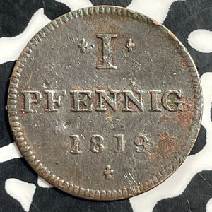 1819 Germany Frankfurt 1 Pfennig 'Judenpfennig' Lot#T0147 KM#Tn7