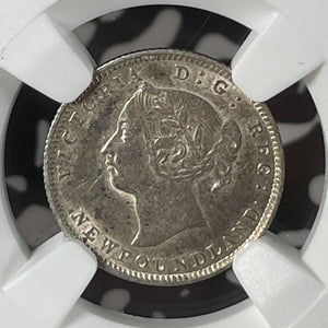 1896 Newfoundland 5 Cents NGC AU55 Lot#G175 Silver!