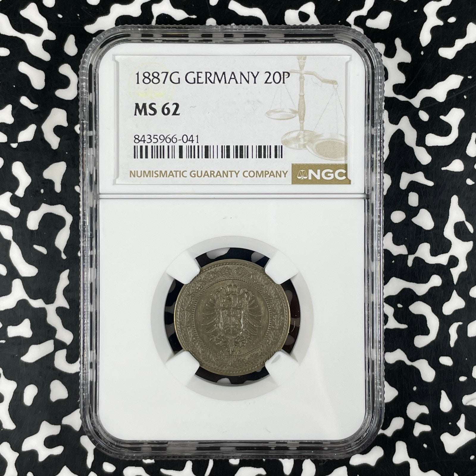 1887-G Germany 20 Pfennig NGC MS62 Lot#G2319 Nice UNC!