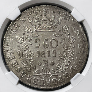 1819-R Brazil 960 Reis NGC Cleaned-AU Details Lot#G8806 Large Silver!