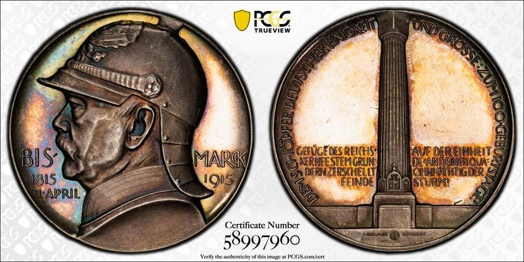 1915 Germany Otto Von Bismarck Centennial Medal PCGS SP64 Lot#G4088 Silver!