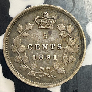 1891 Canada 5 Cents Lot#T3519 Silver! Nice!