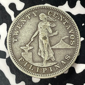 1905-S U.S. Philippines 20 Centavos Lot#T5248 Silver! Better Date