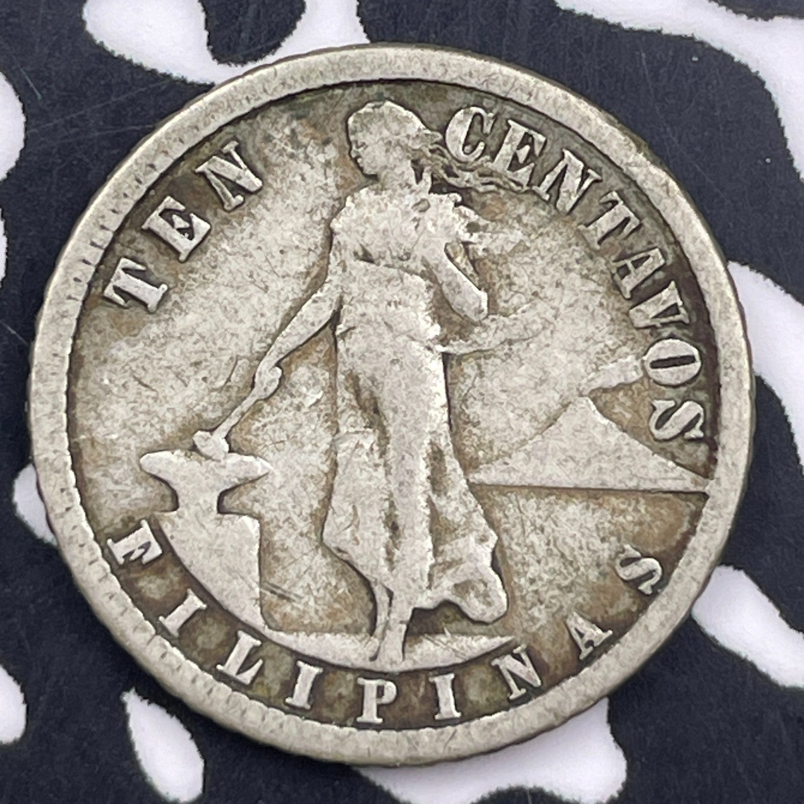 1921 U.S. Philippines 10 Centavos Lot#F3031 Silver!