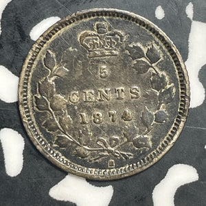 1874-H Canada 5 Cents Lot#T2264 Silver! Crosslet '4'