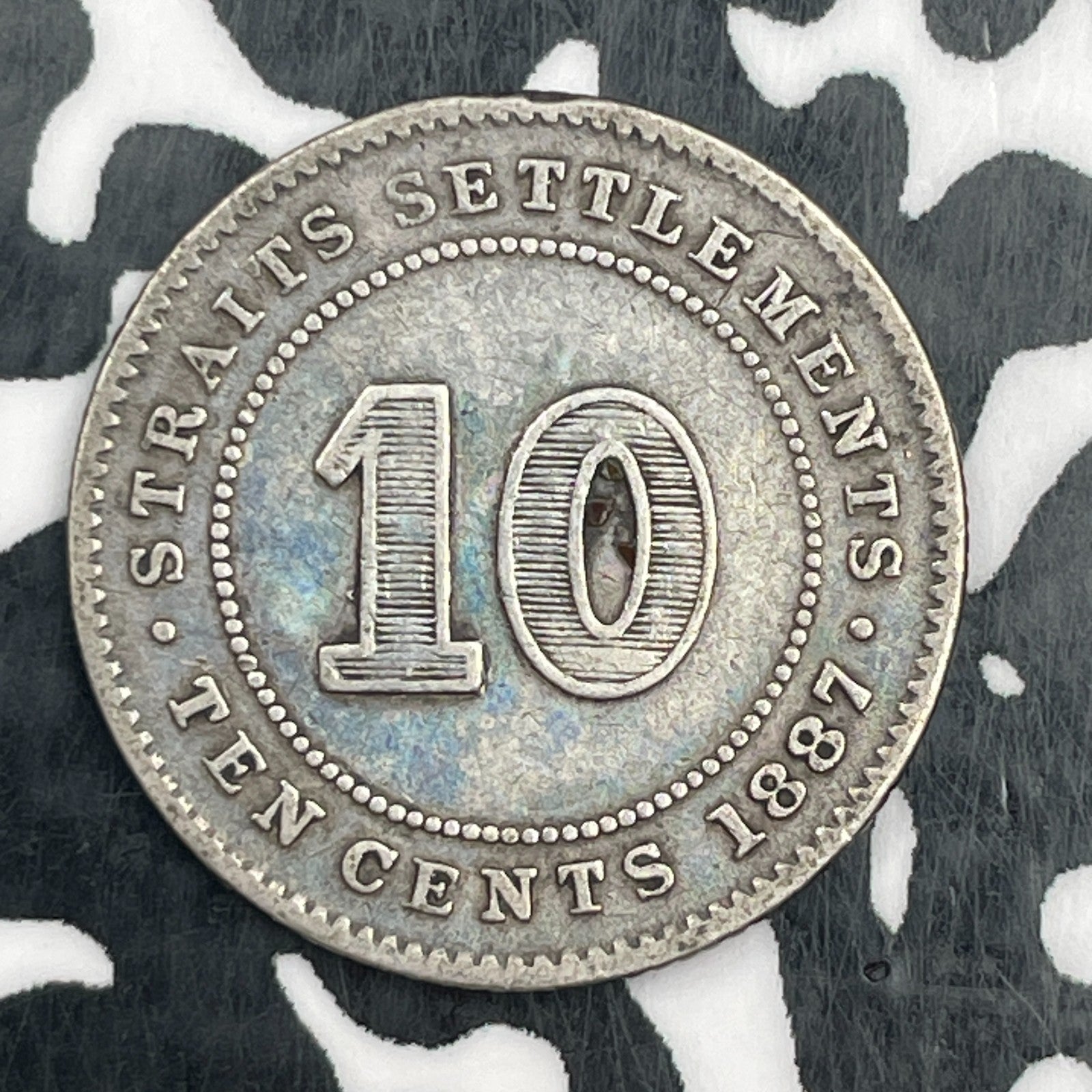 1887 Straits Settlements 10 Cents Lot#F9246 Silver!